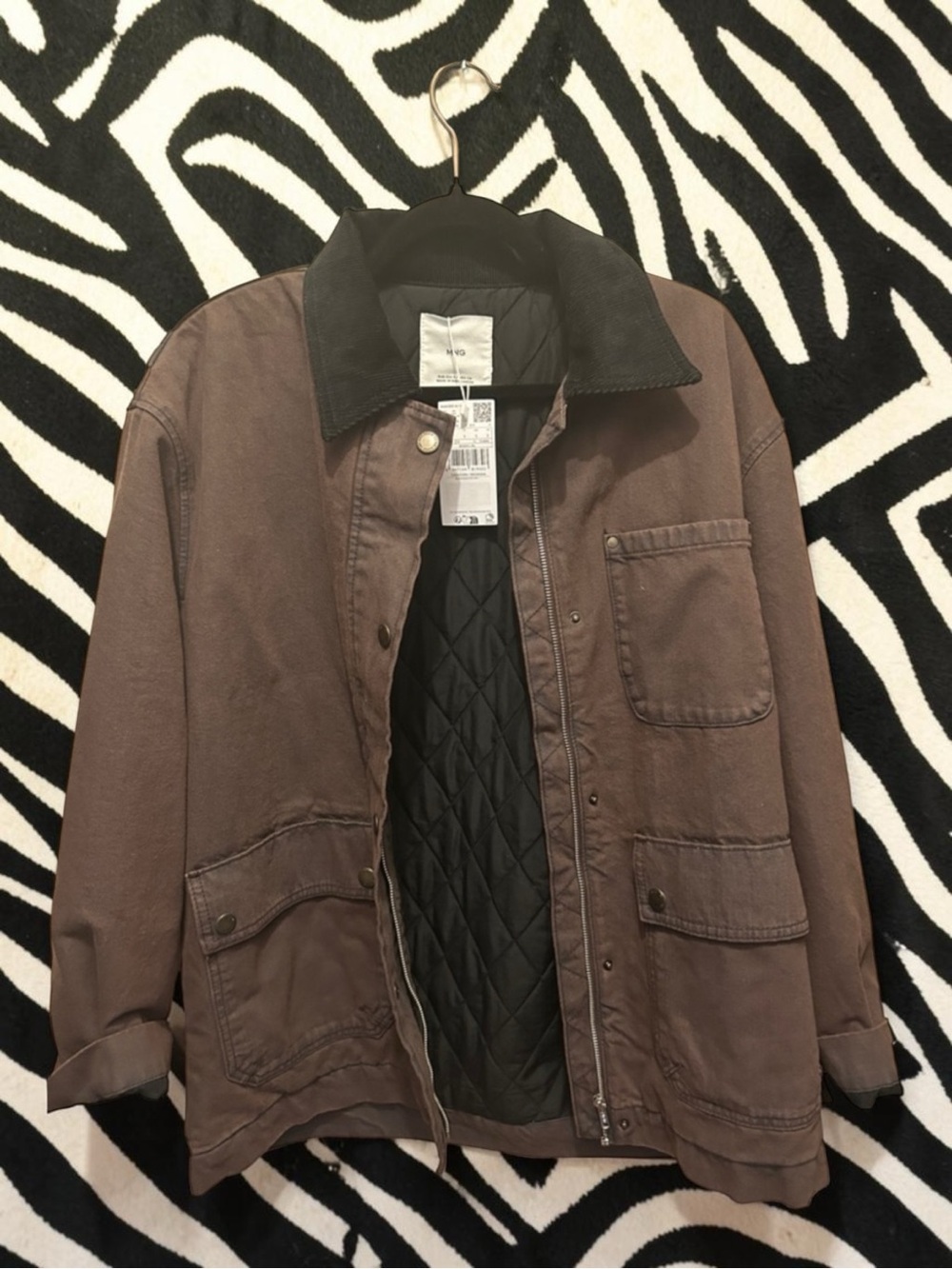 Mango Brown Field Jacket with Black Corduroy Collar